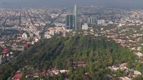 aerial view of mitikah tower in coyoacan, tallest skyscraper in mexico city