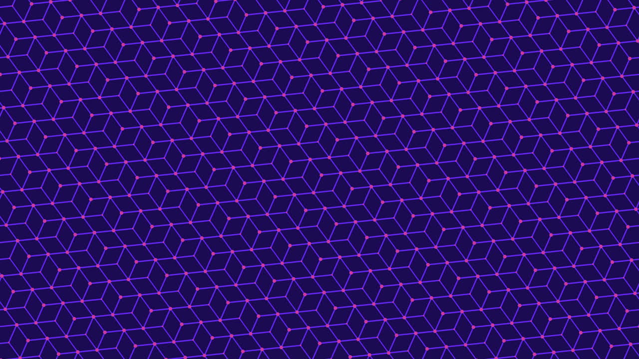 네온 도트가 있는 파란색 큐브 미래형 패턴