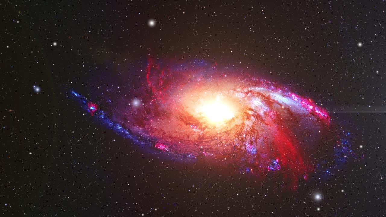 una galaxia con un centro brillante de luz en el universo
