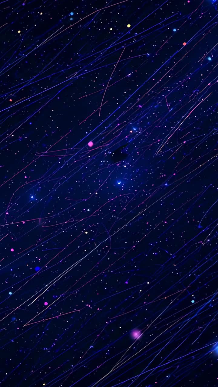 Vertical video: Displaying cosmic field, shifting diagonal streaks passing multicolored stars, dust