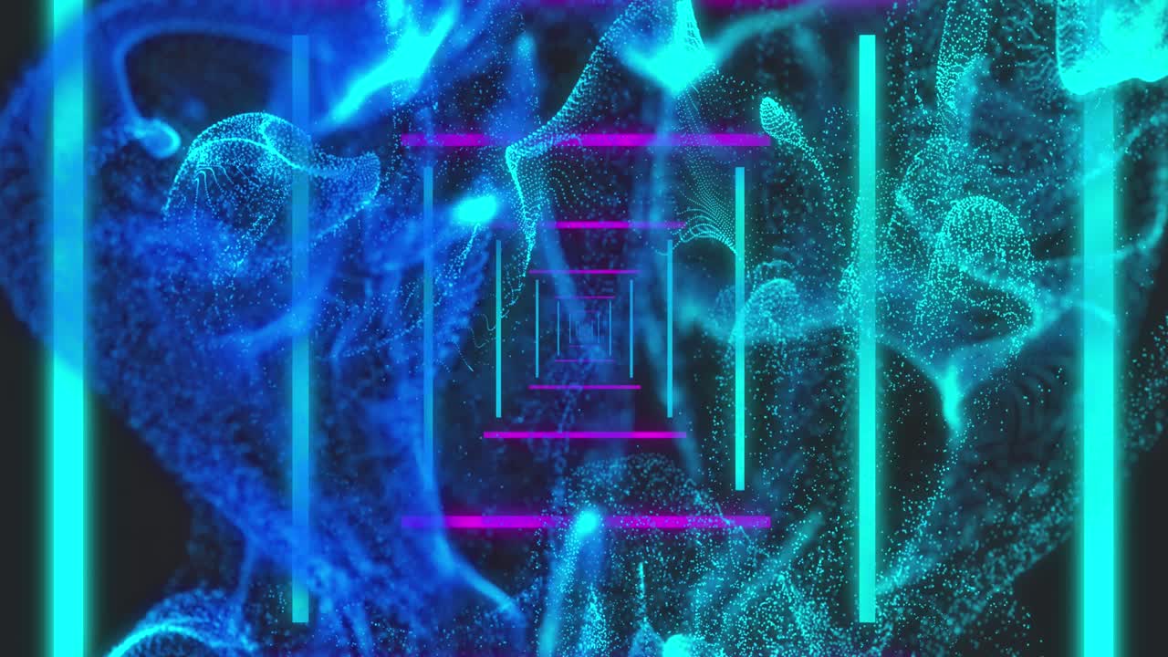 검은색 배경에 있는 다채로운 모양의 애니메이션