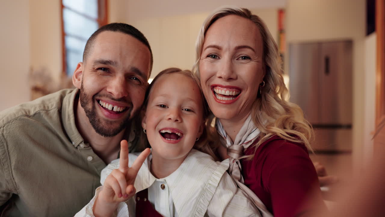 Glad familie selfie