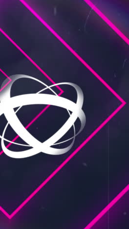 animación de formas geométricas de neón rosa sobre formas 3d blancas