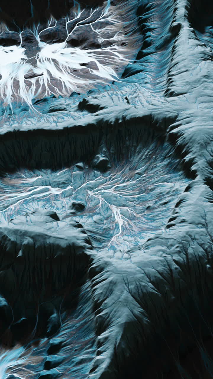 paisaje abstracto con montañas y un río blanco