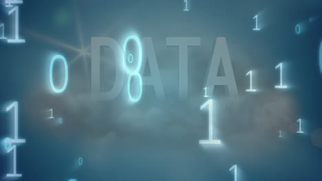animación de números sobre nubes y texto de datos