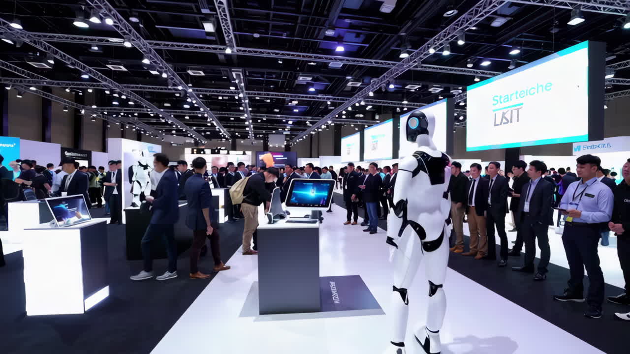 Technology Exhibition with Robots and People