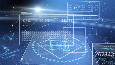Animation of digital data processing with circuit board over black background