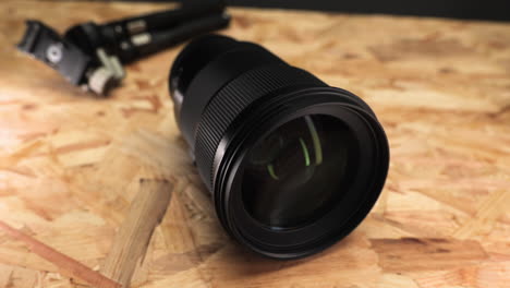 shiny black camera lens -close up