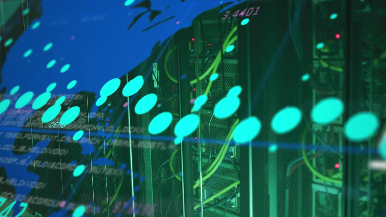 컴퓨터 서버를 통해 데이터 처리의 애니메이션