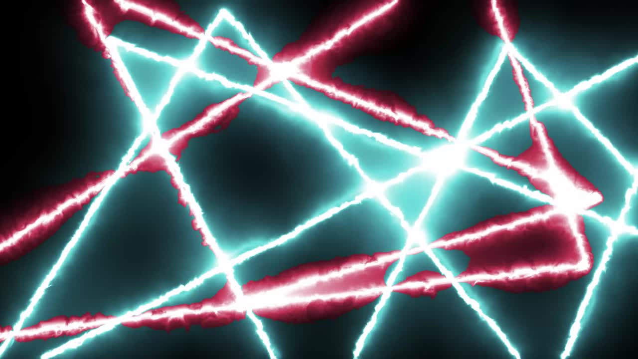 animación de espectáculo de fuego láser. rayos de luz, luz láser brillando colores rojos y azules. rayos láser ardientes en estilo de los años 80. composición horizontal, calidad de video 4k