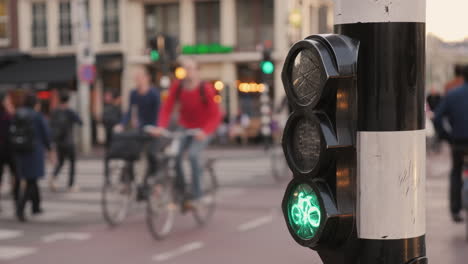 Fahrräder-In-Amsterdam-Und-Ampel