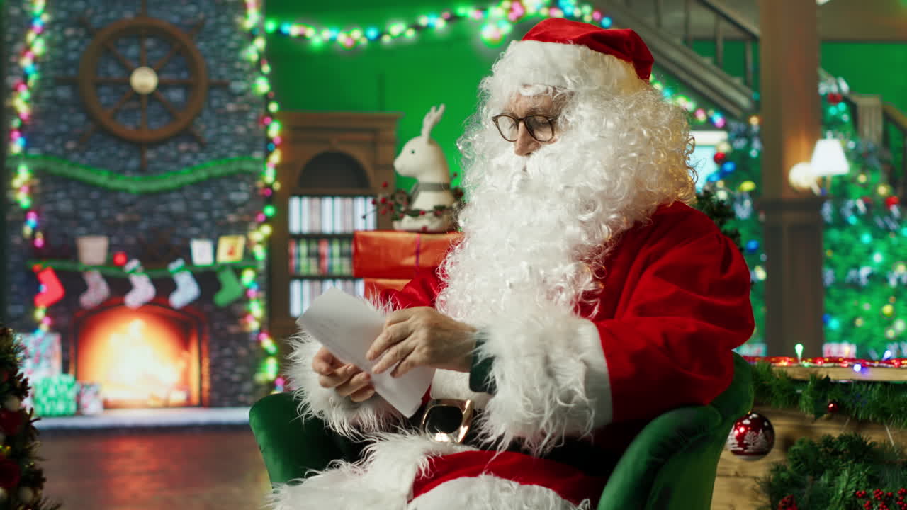 산타클로스가 편지를 읽는 것