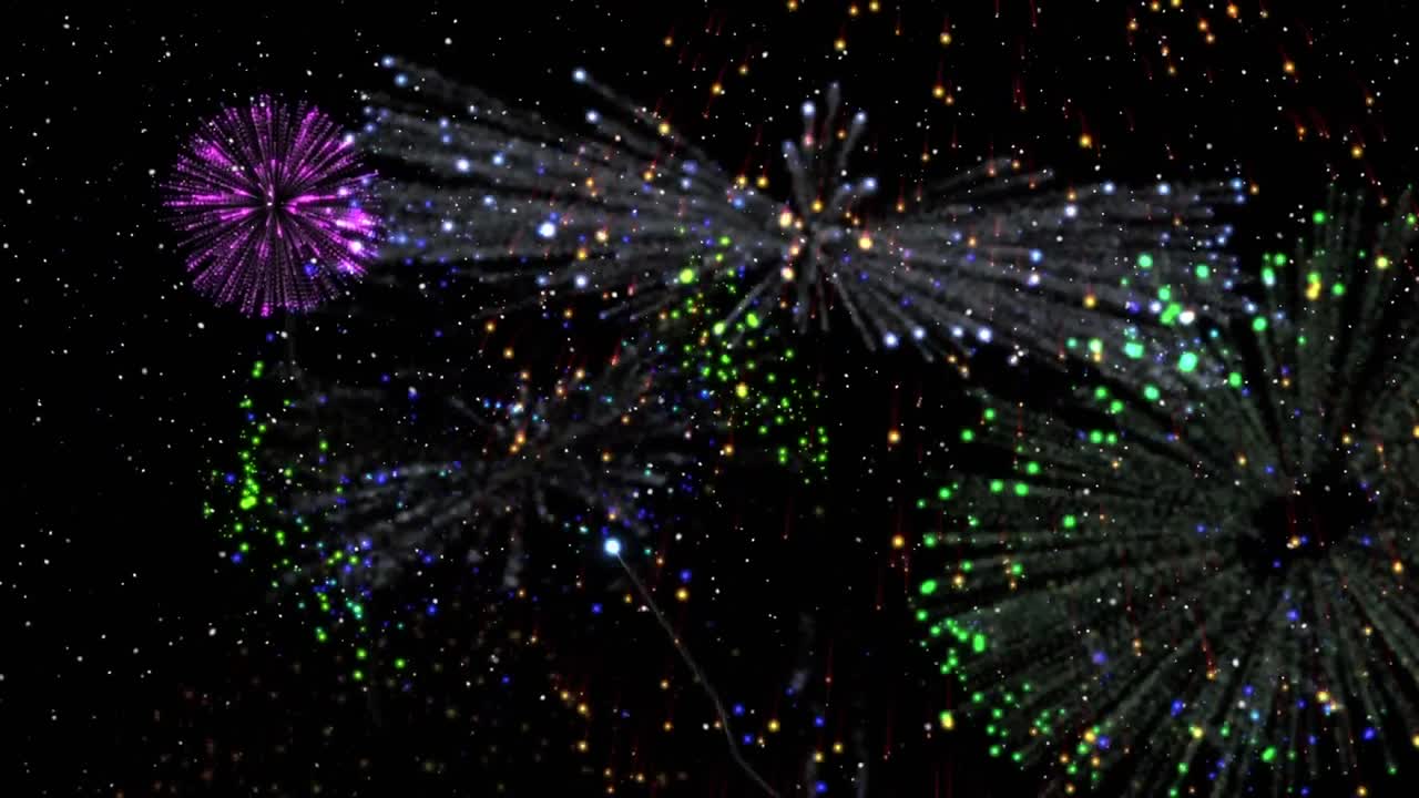 animación de fuegos artificiales coloridos sobre un fondo negro
