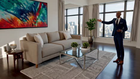 luxury high-rise apartment showing