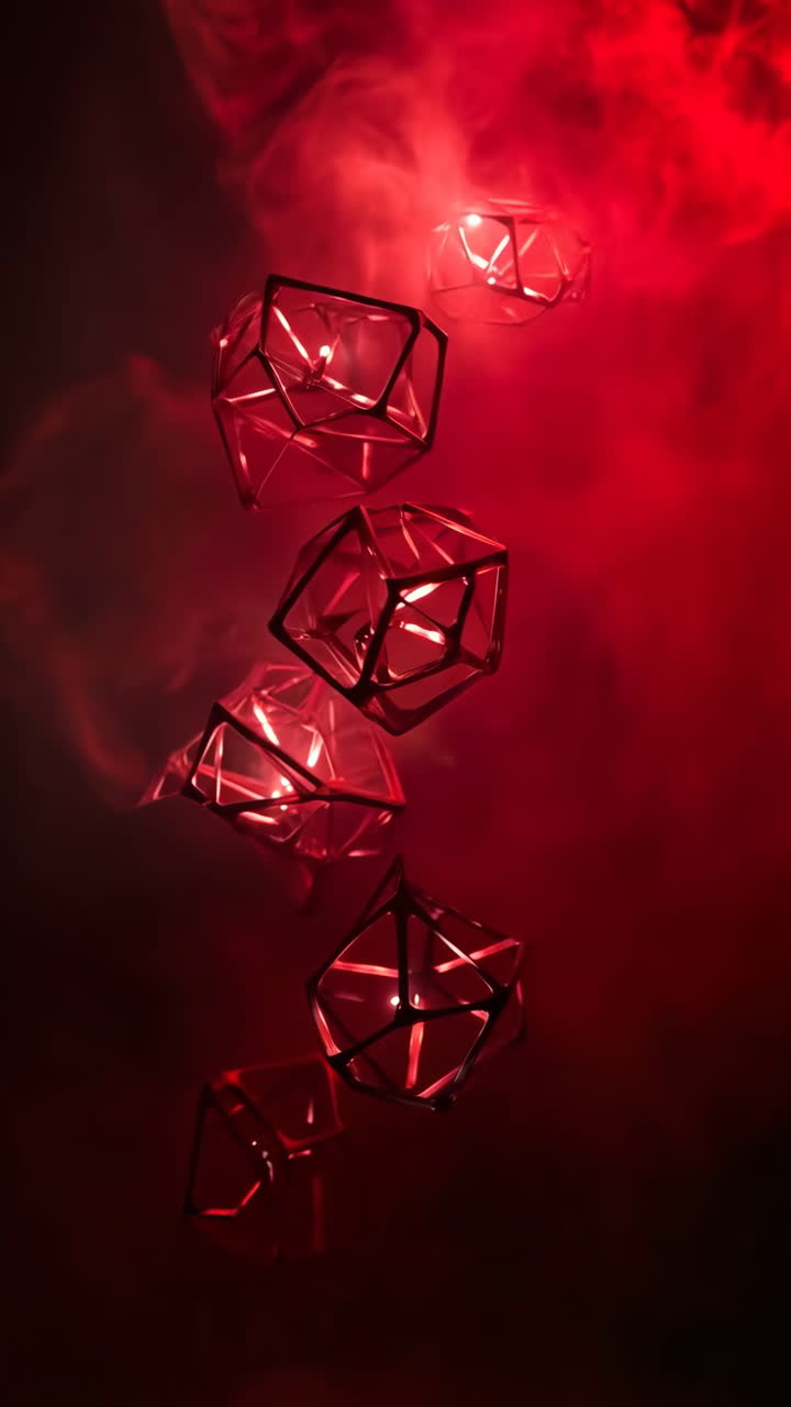 Abstract Geometric Shapes in Red Smoke