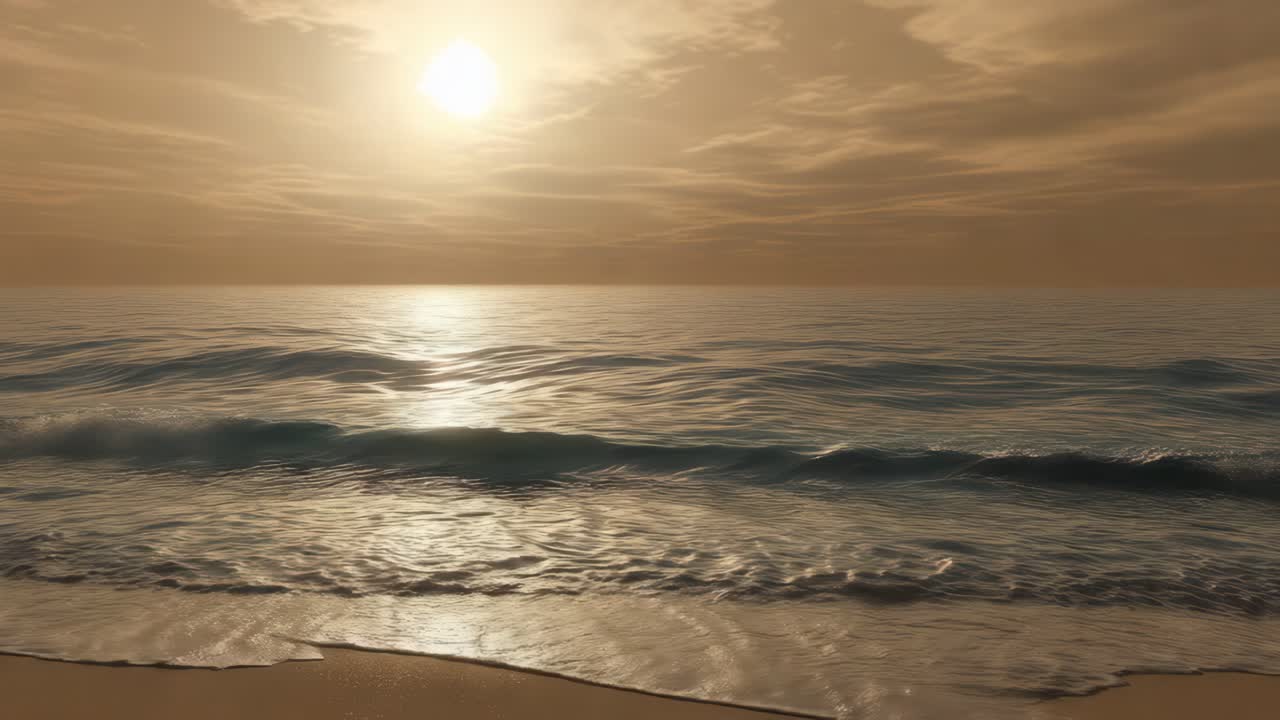 해가 지는 해변 장면