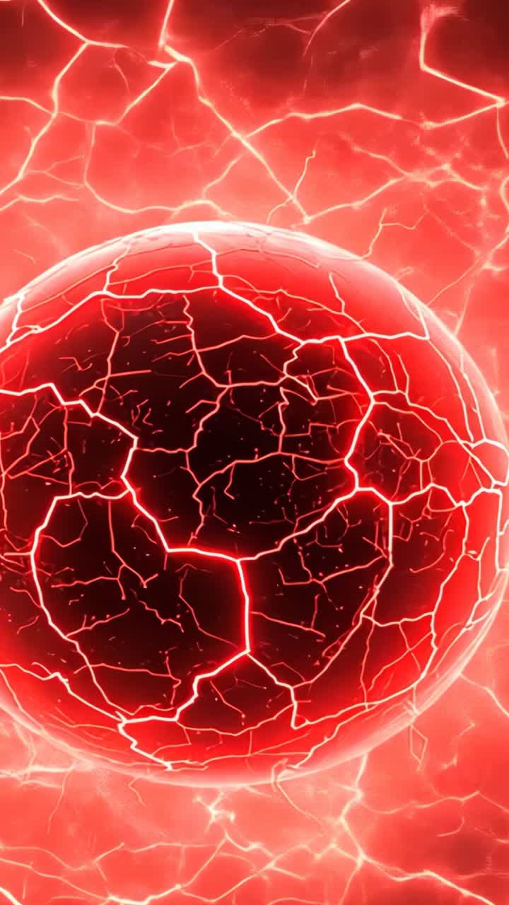Vertical video: Opening dark void revealing energy orb amid haze, red cracks and arcs flickering