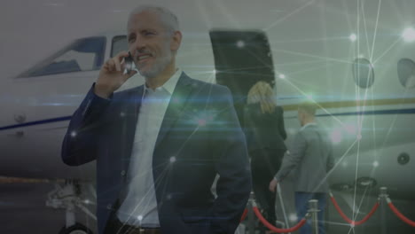 animación de la red de conexiones entre diversos empresarios en el aeropuerto