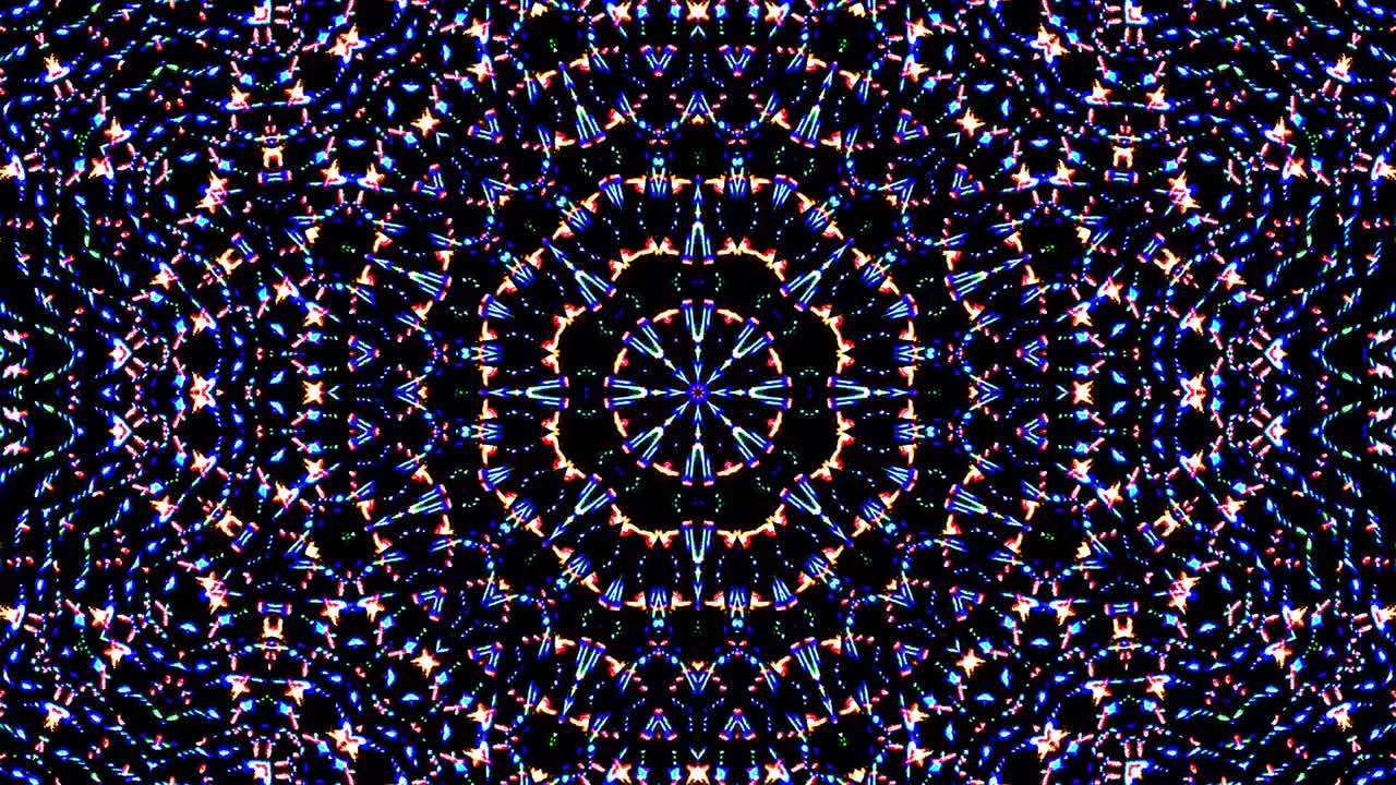 hermoso caleidoscopio abstracto que brilla, una luz radiante que regula los movimientos sutiles