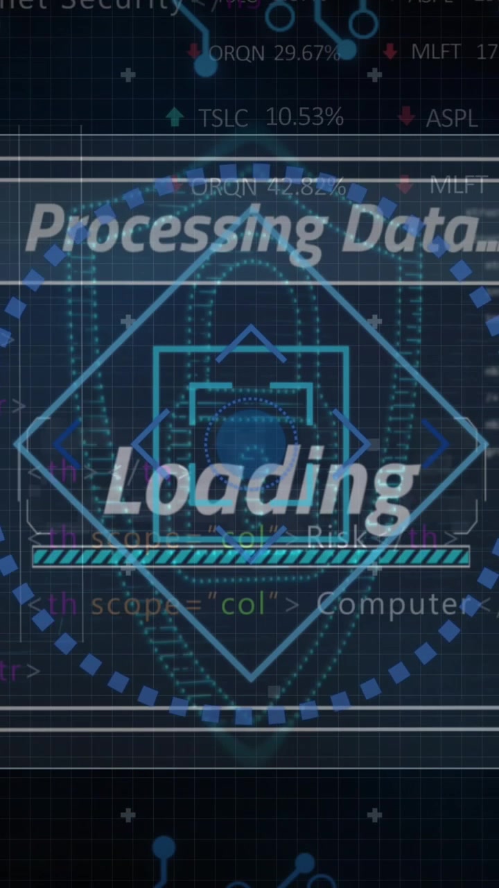 Animation of data processing over black background