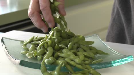 organic soy beans on a glass plate