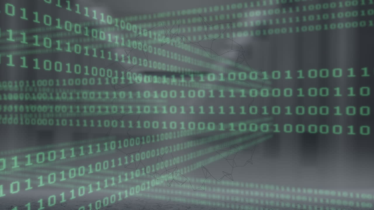 animación del procesamiento de datos y sobre fondo oscuro