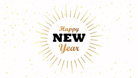 happy new year lettering card in golden circular frame