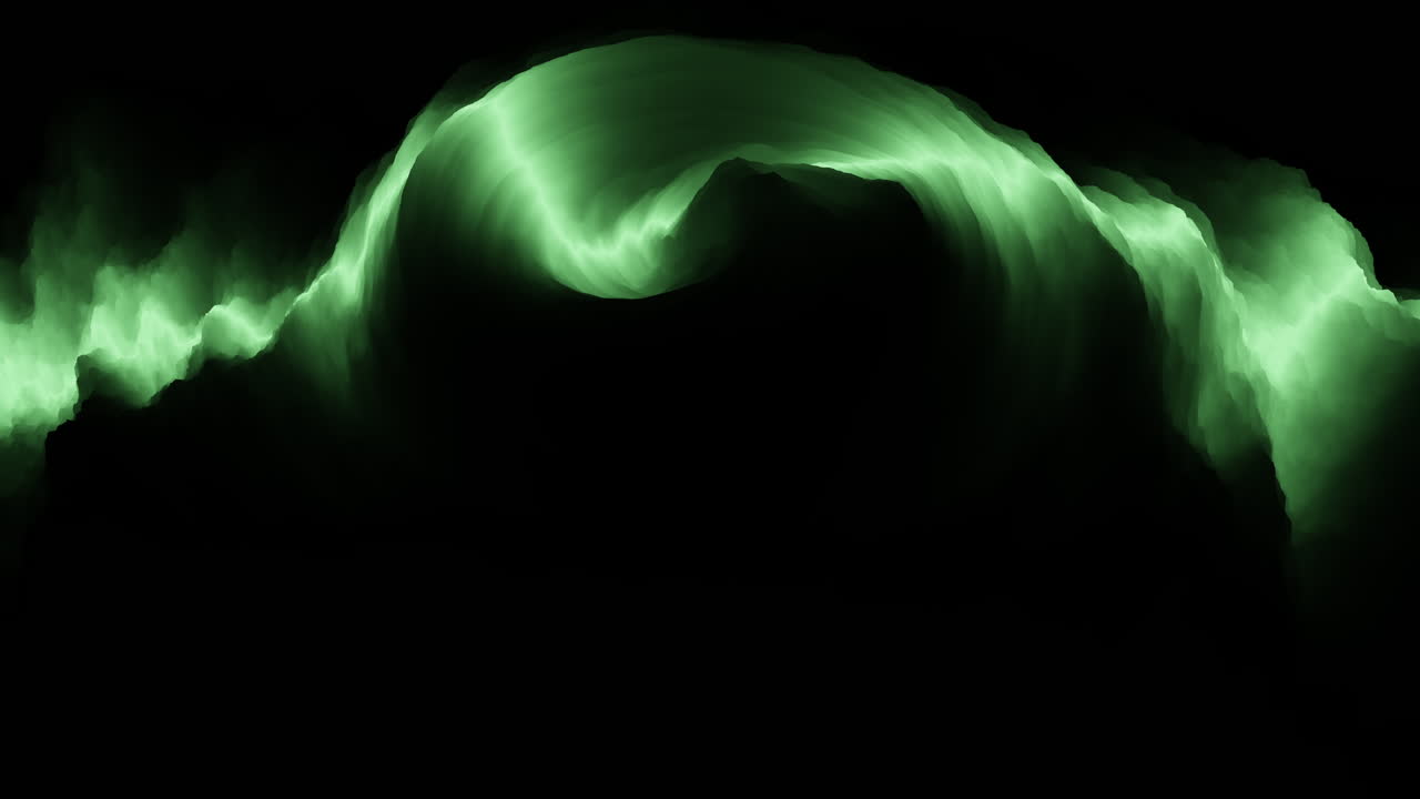 A luminous green waveform set against a black backdrop, illustrating a depiction of sound or energy in a minimalist and visually striking manner