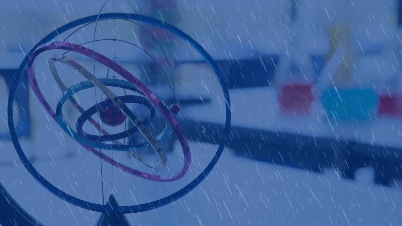 실험실에서 모델 위의 비의 애니메이션