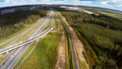 aerial view. highway road junction. st. petersburg ring road. 4k.