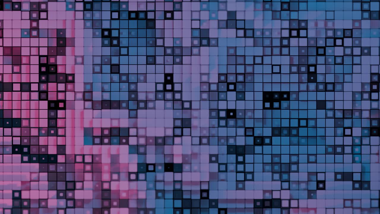 Abstract Geometric Pixelated Grid with Pink and Blue Gradient