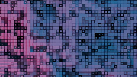 abstract geometric pixelated grid with pink and blue gradient