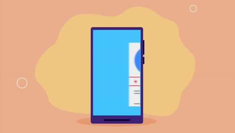 mujer joven en animación de teléfono inteligente
