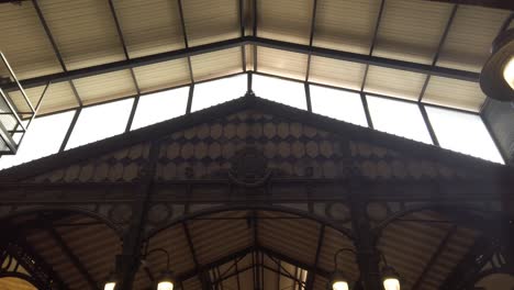 vaulted ceiling of european market building, low angle looking up