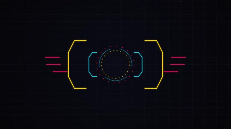Futuristic Digital HUD Interface Animation with Glowing Geometric Elements