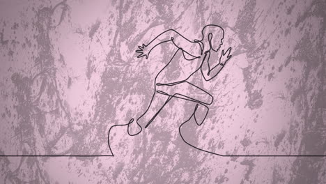 animazione di disegno di corridore maschio e forme su sfondo rosa