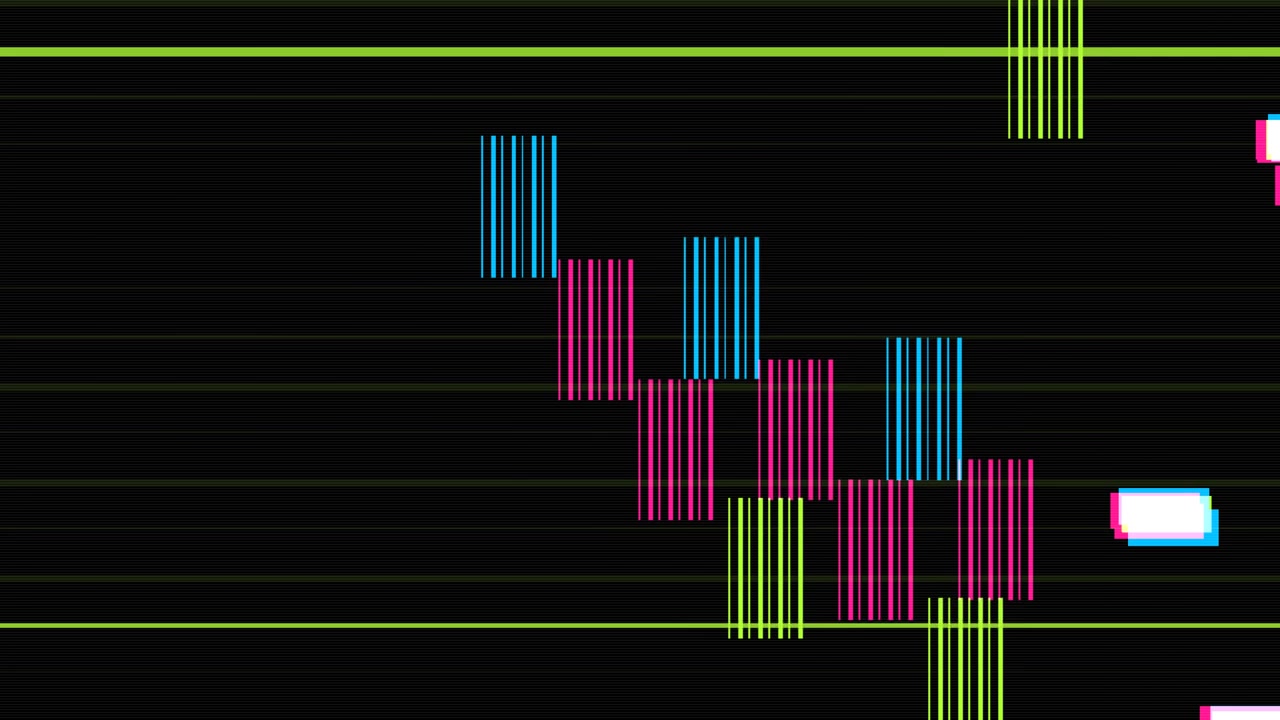 Digital Glitch Effect with Abstract Neon Lines and Bars