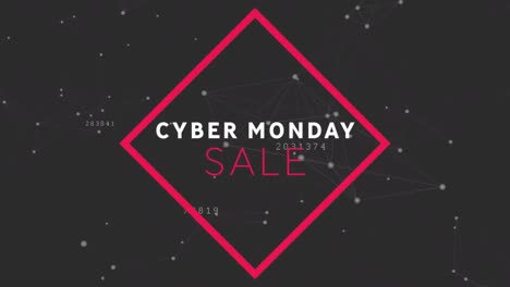 Animación-Del-Texto-De-Venta-Del-Cyber-Monday-A-Través-De-Redes-De-Conexiones.