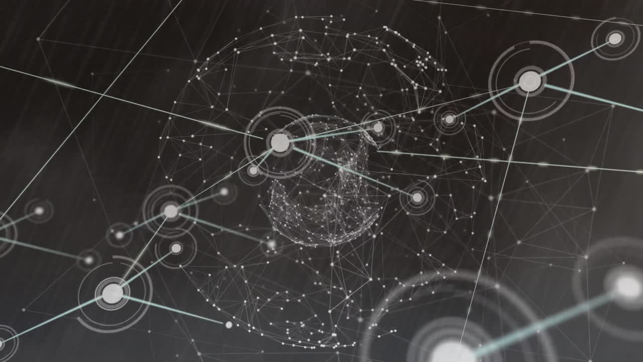 어두운 배경에 연결의 네트워크와 함께 지구의 애니메이션