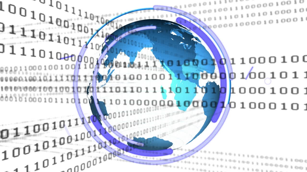 este video muestra un globo azul girando sobre un fondo blanco.