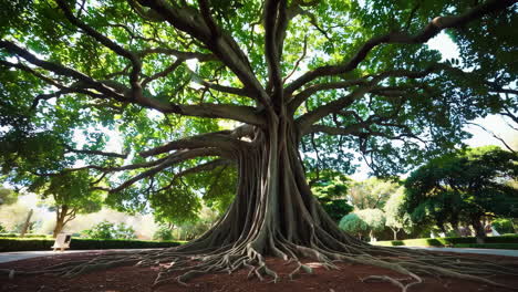 majestic banyan tree with sprawling roots