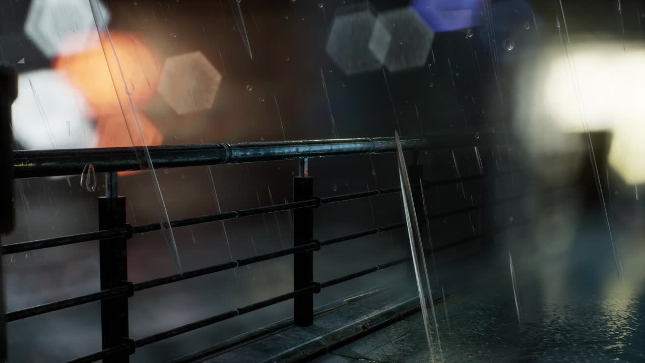 비가 오는 밤 의 도시 풍경