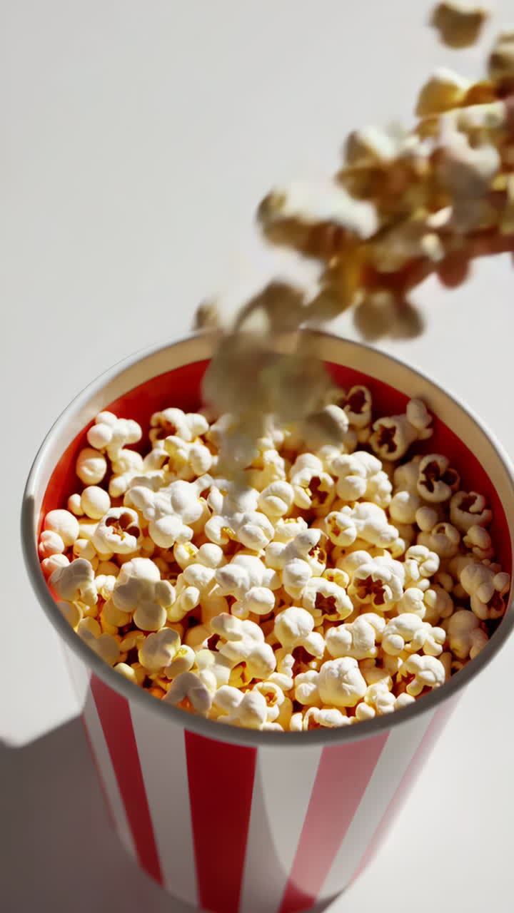 Popcorn in a Striped Bowl