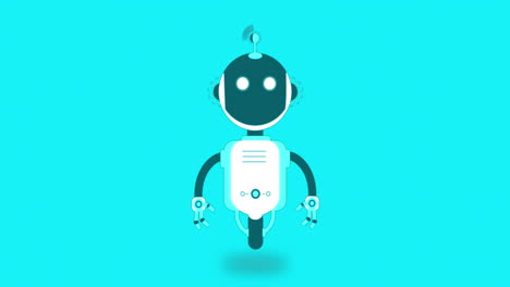 animation of ai chat bot over colourful striped background