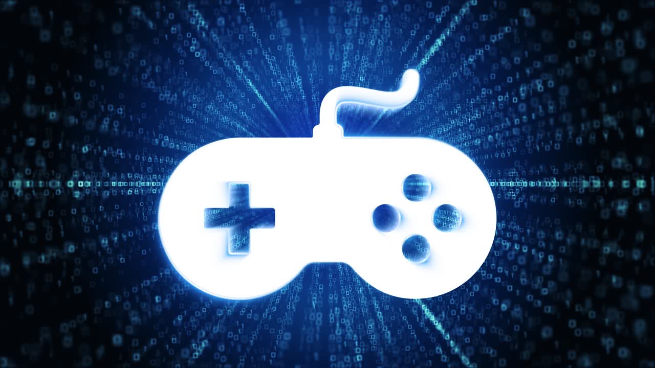 Game Controller in Binary Code Background