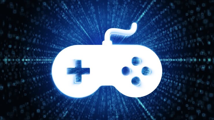 Game Controller in Binary Code Background