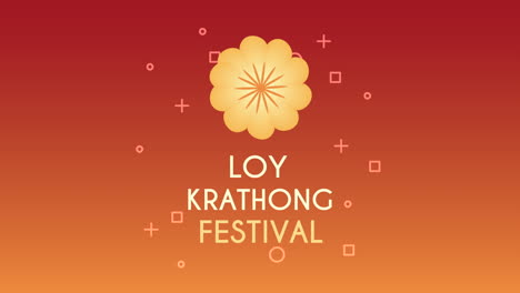 loy krathong lettering with flowers animation