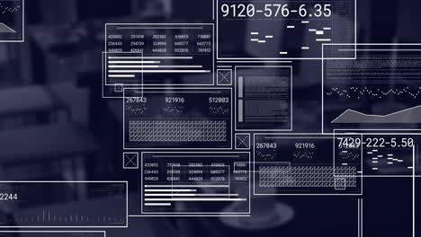 Animation-Der-Datenverarbeitung-Und-Diagramme-über-Einem-Leeren-Büro