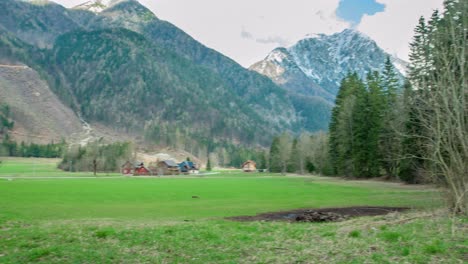 camping huts for travelers in the bottom of alp mountains