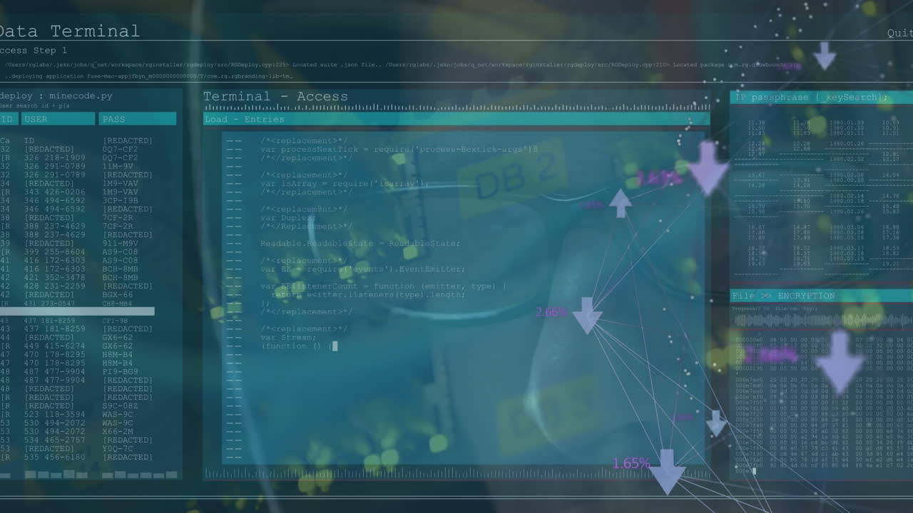 animación del procesamiento de datos sobre un técnico informático caucásico por servidor